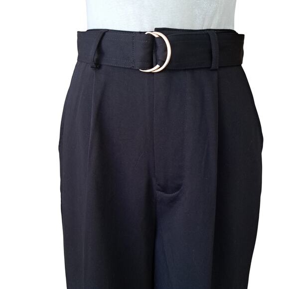 7 For All Mankind Black High Waist Wide Leg Pant Small Belted Business Casual - Picture 3 of 10
